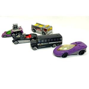 Lot 5 Hot Wheels Die Cast Collectible Cars Bus Fire Eater Truck Corvette Vintage